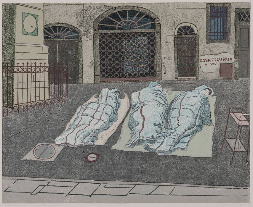 Robert Förch L250: "Drei Schläfer auf der Piazza", 1990