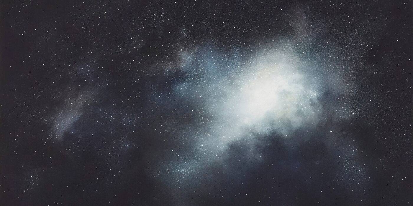 "Haager Deep Field (HDF) #8 Pissarro Nebula", 2015 von Philipp Haager. Es zeigt einen schwarzen Himmel mit unzähligen Sternen.